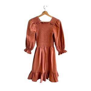 Eliyas Label Smocked Milkmaid Dress Size XS Peach Summer Cottagecore Romantic